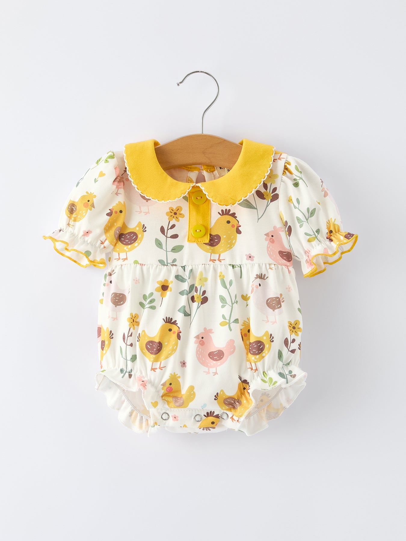 Spring Chick Scallop Short-Sleeve Girl Romper