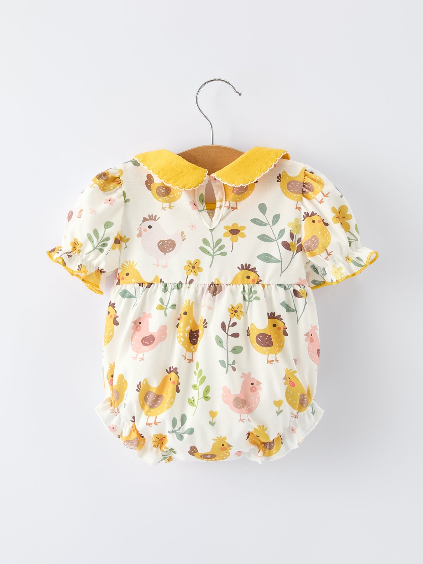 Spring Chick Scallop Short-Sleeve Girl Romper