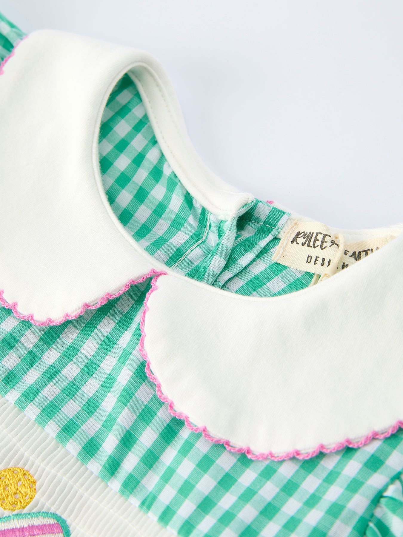 Spring Gingham Bow Ruffle Smocked Pickle Ball Girl Dress