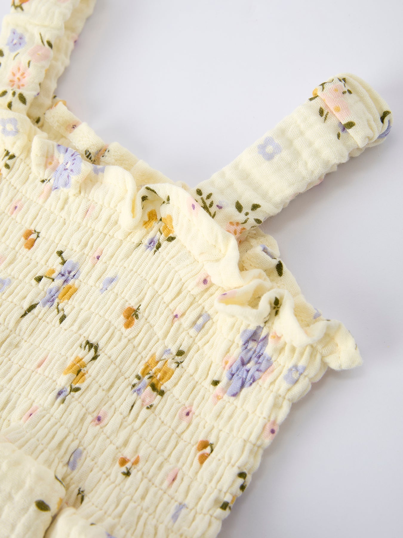 Muslin Floral Smocked Baby Romper with Matching Hat