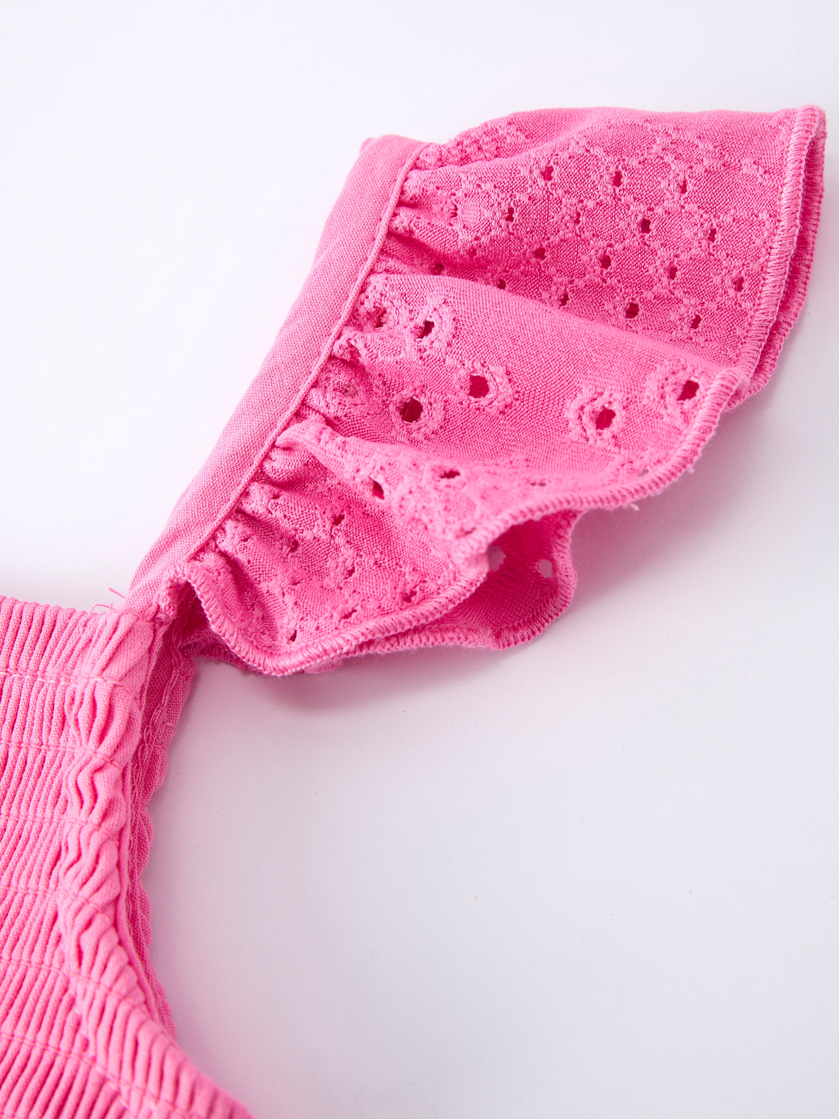 Pink Girl Smocked Ruffle Dress