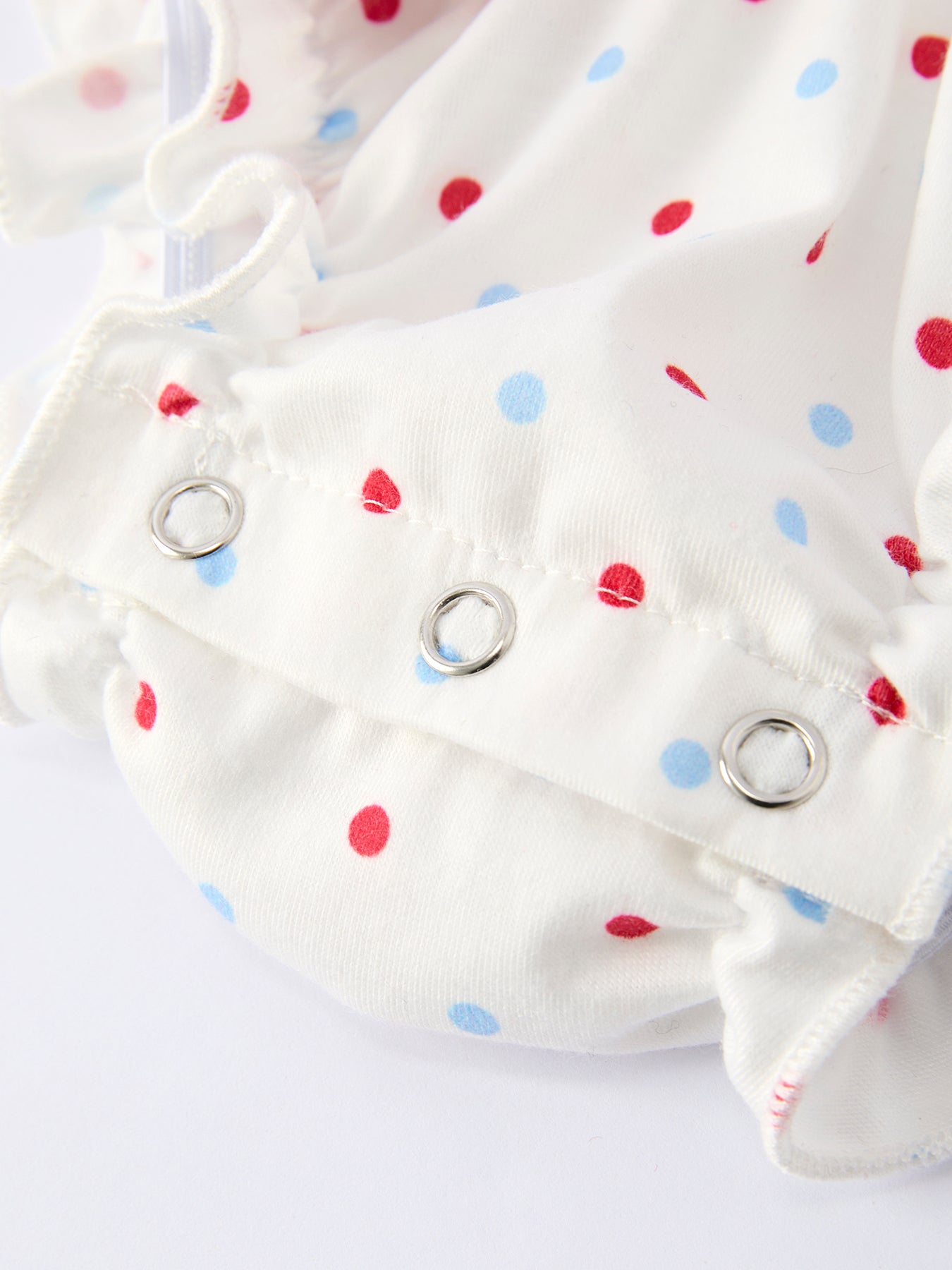 4th of July Dot Girls Romper Bow Ruffle Peter Pan Collar