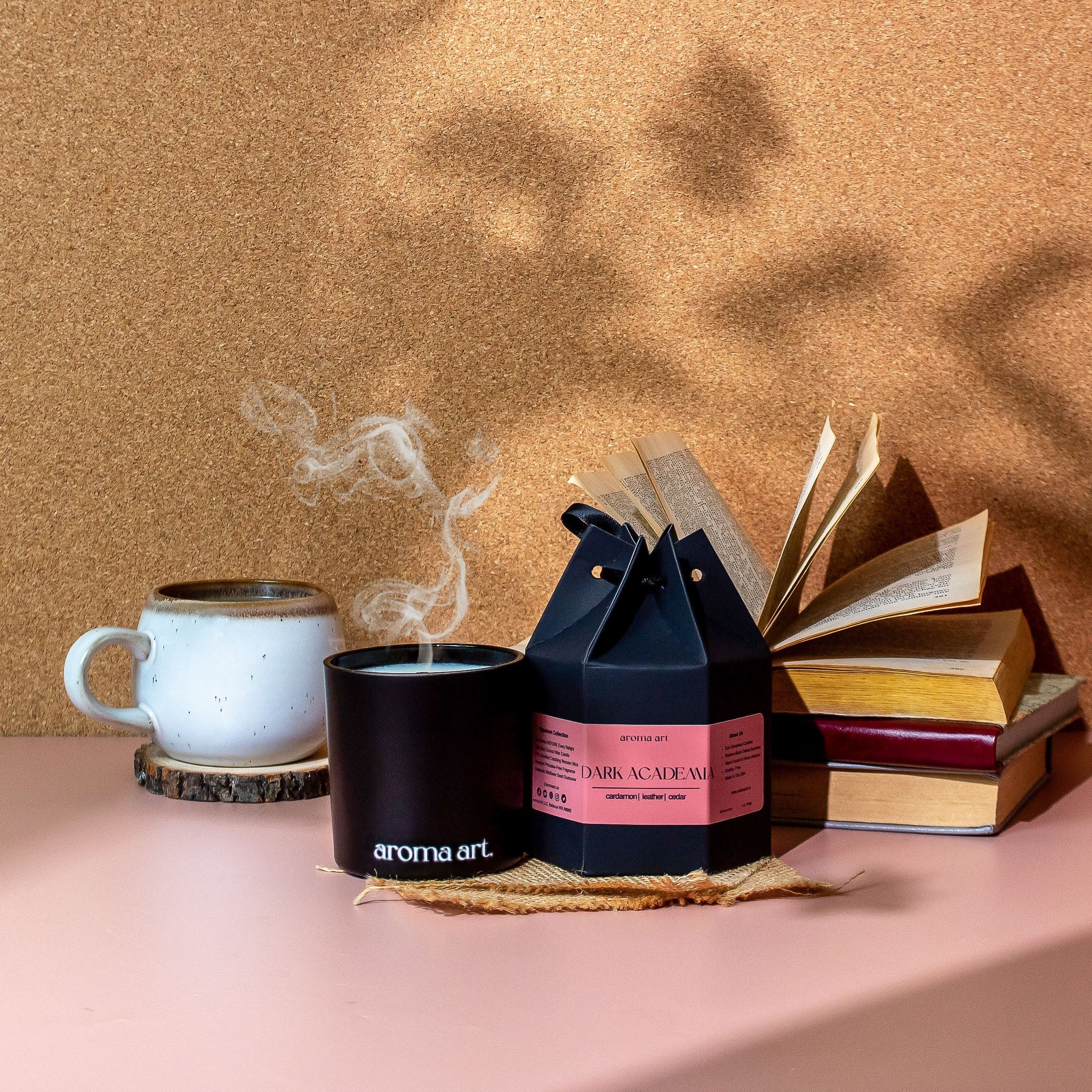 Dark Academia Candle | Cardamom ~ Leather ~ Cedar | Wood Wick Candle