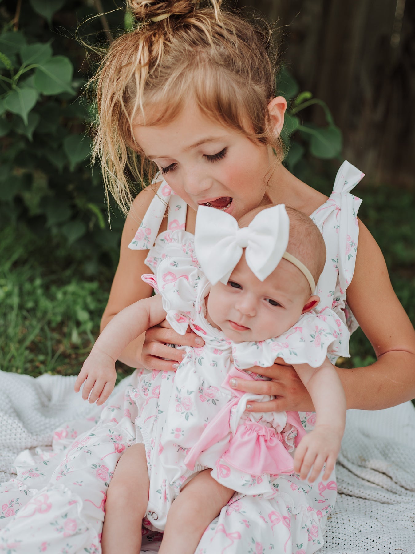 Floral Baby Girls Bow Ruffle Romper