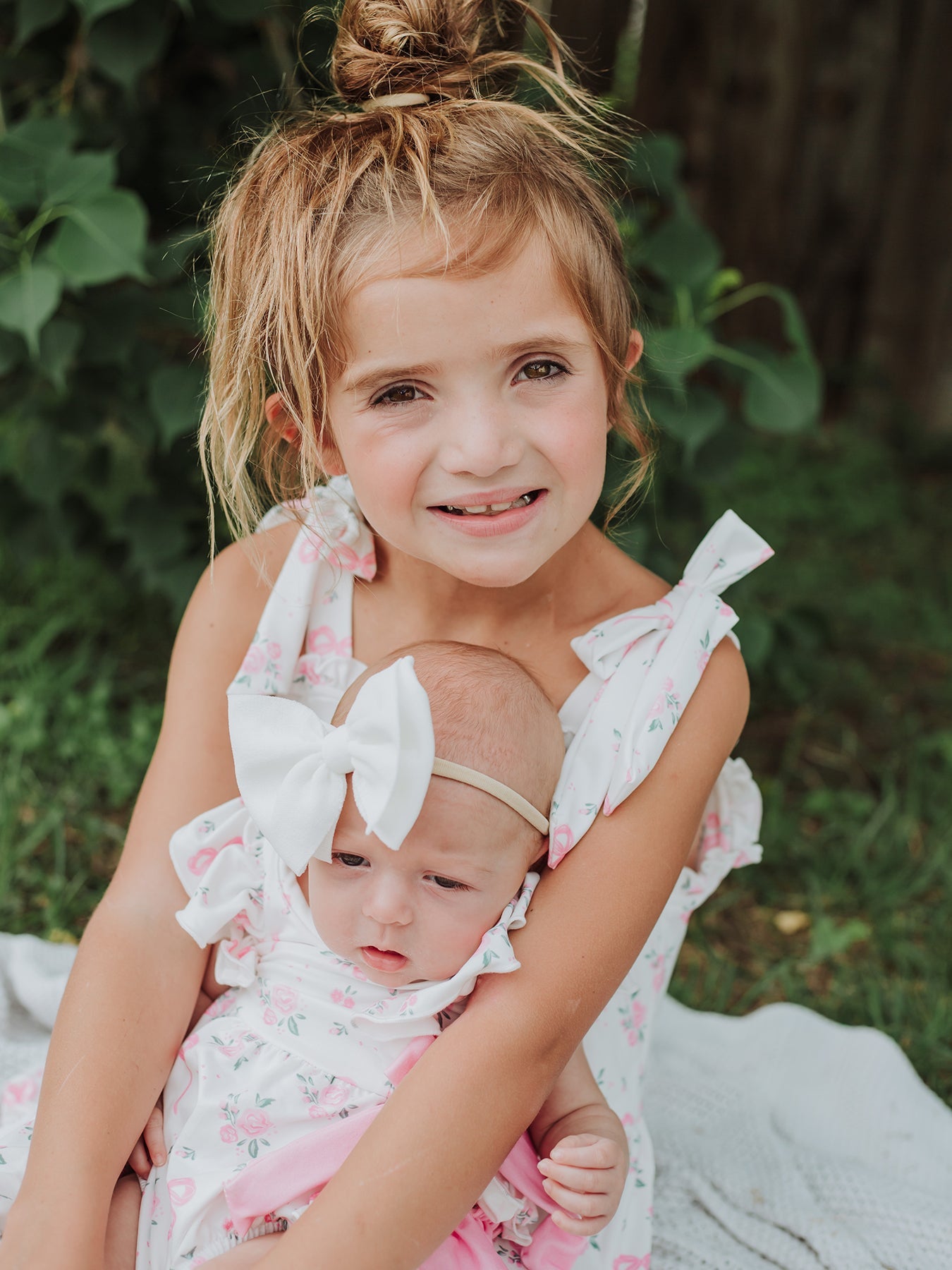 Floral Baby Girls Bow Ruffle Romper