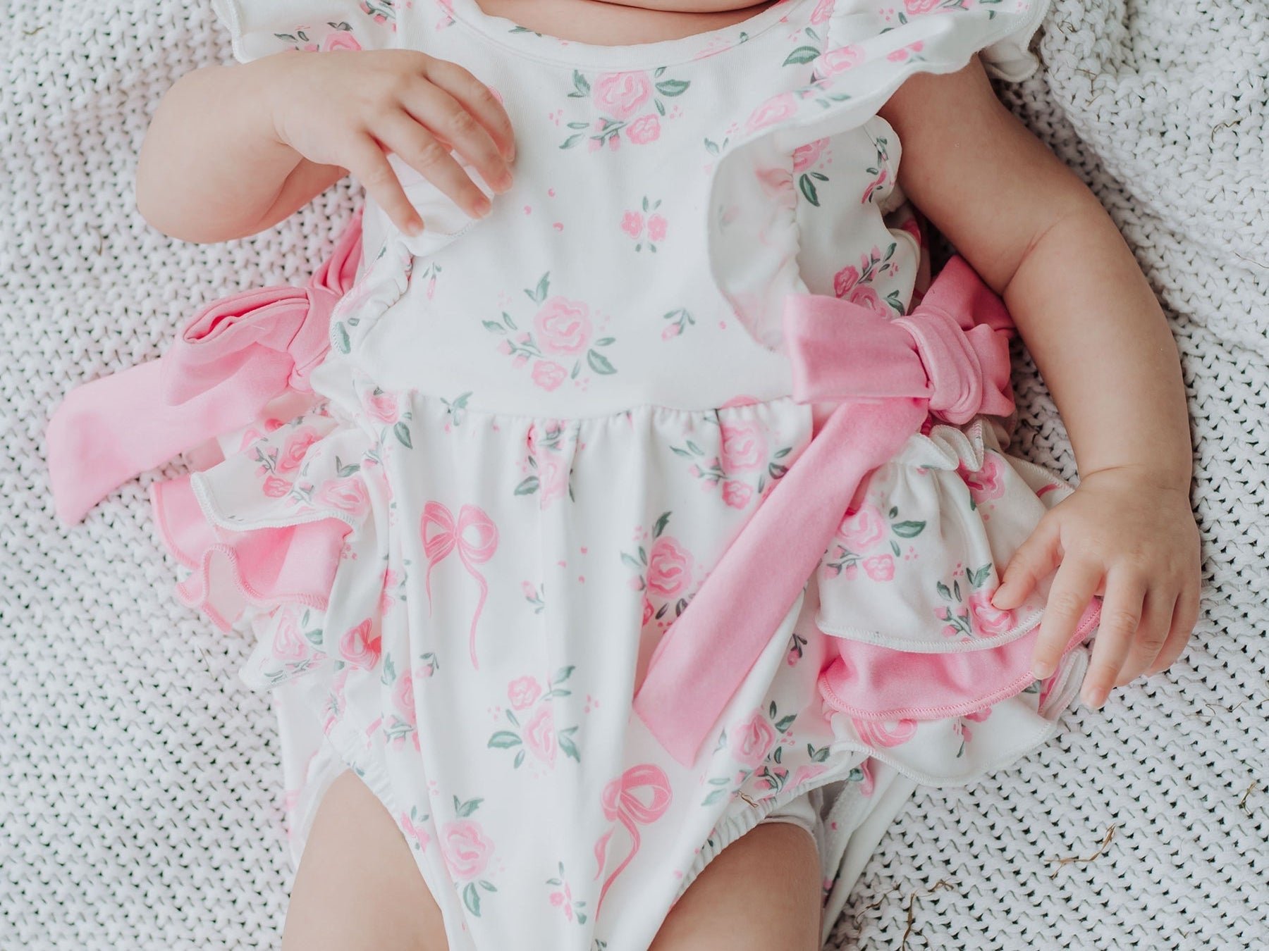 Floral Baby Girls Bow Ruffle Romper