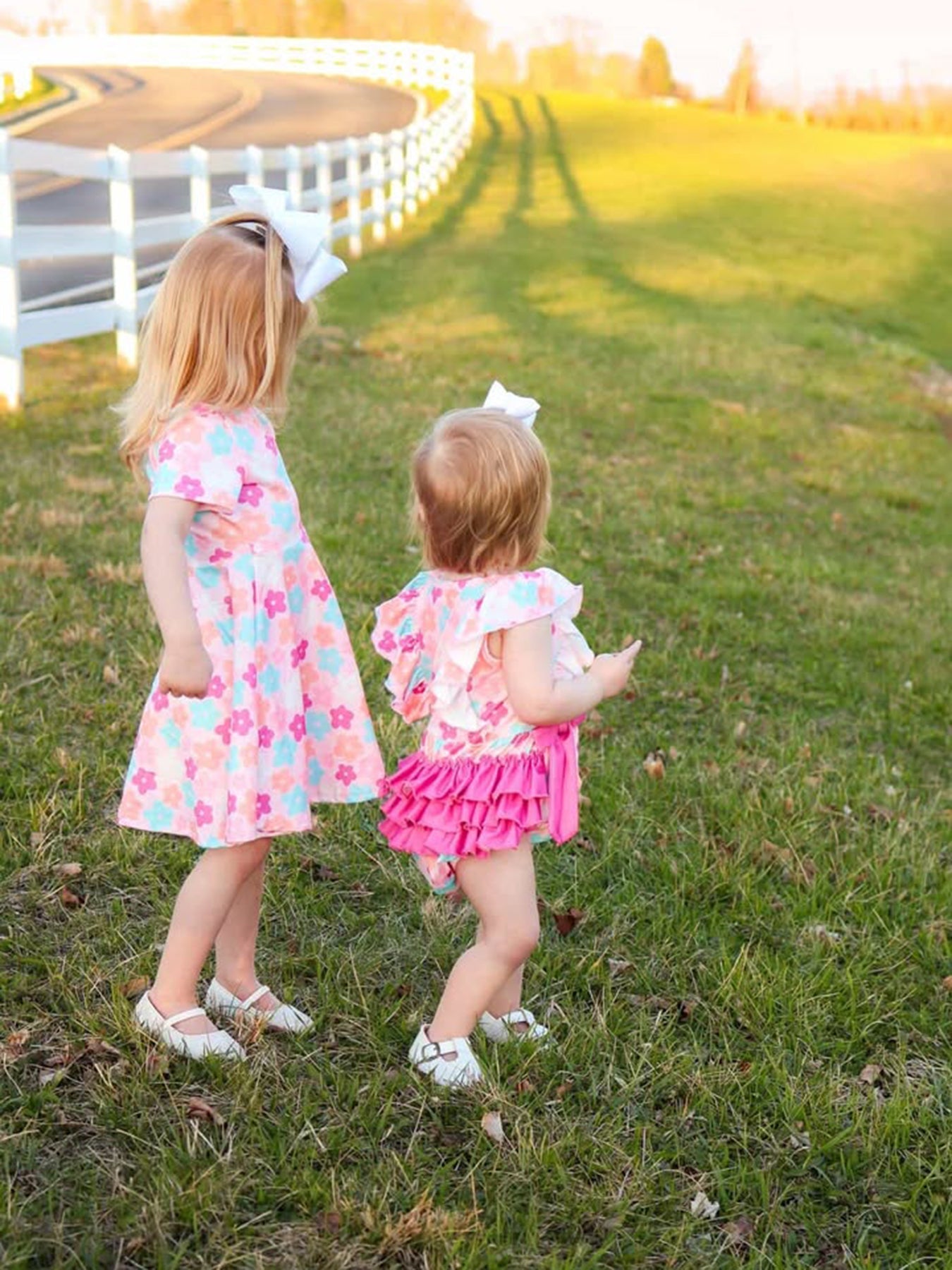 Colorful Floral Ruffle Baby Girls Romper