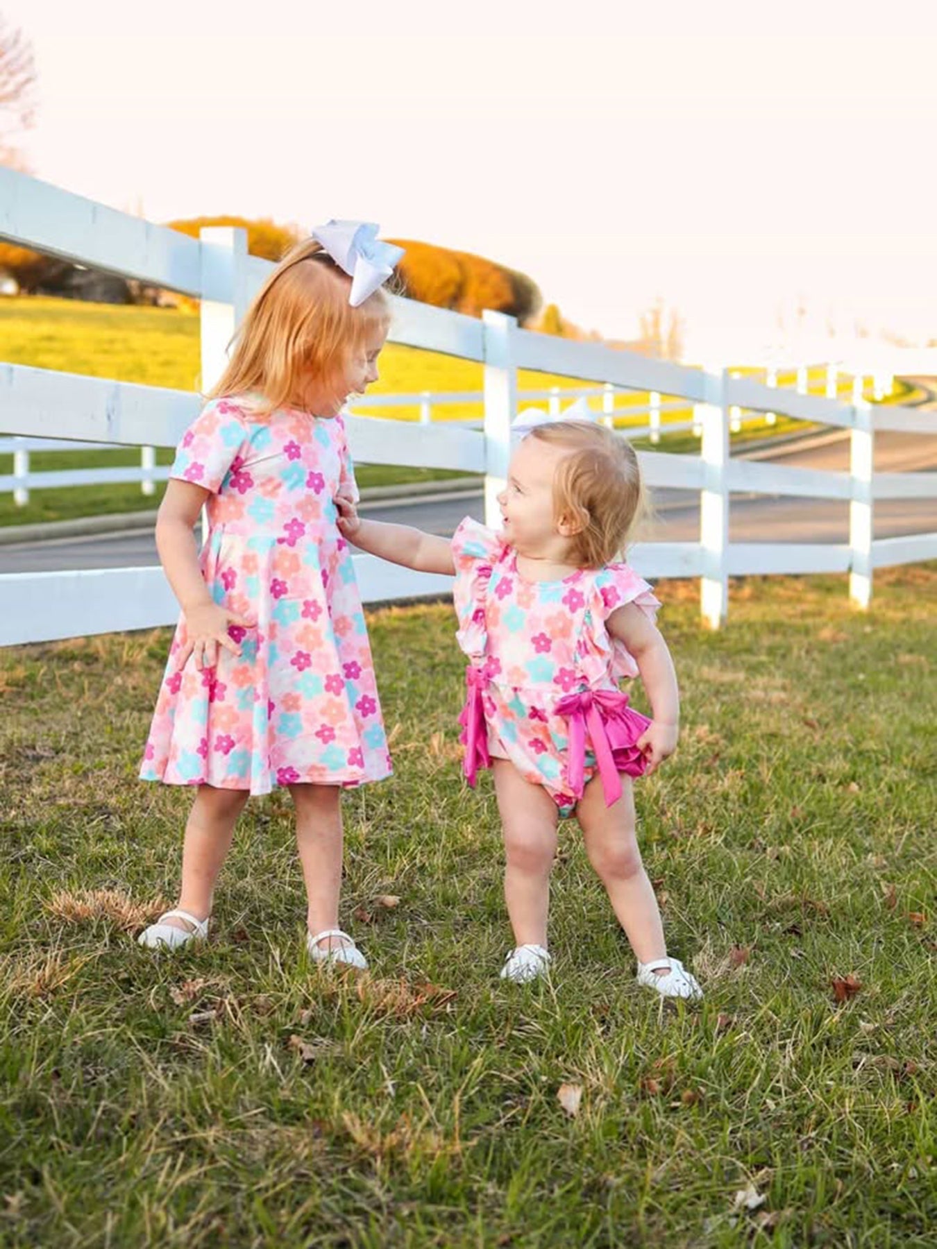 Colorful Floral Ruffle Baby Girls Romper