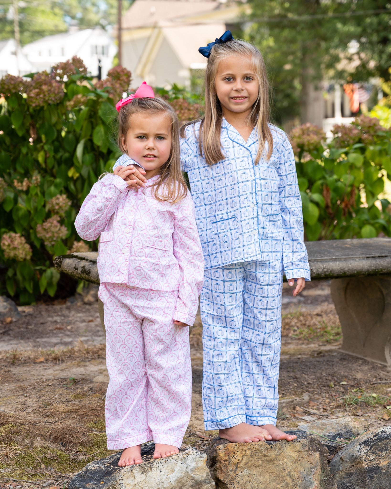 Blue Pumpkin Check Print Pajama Set- FINAL SALE