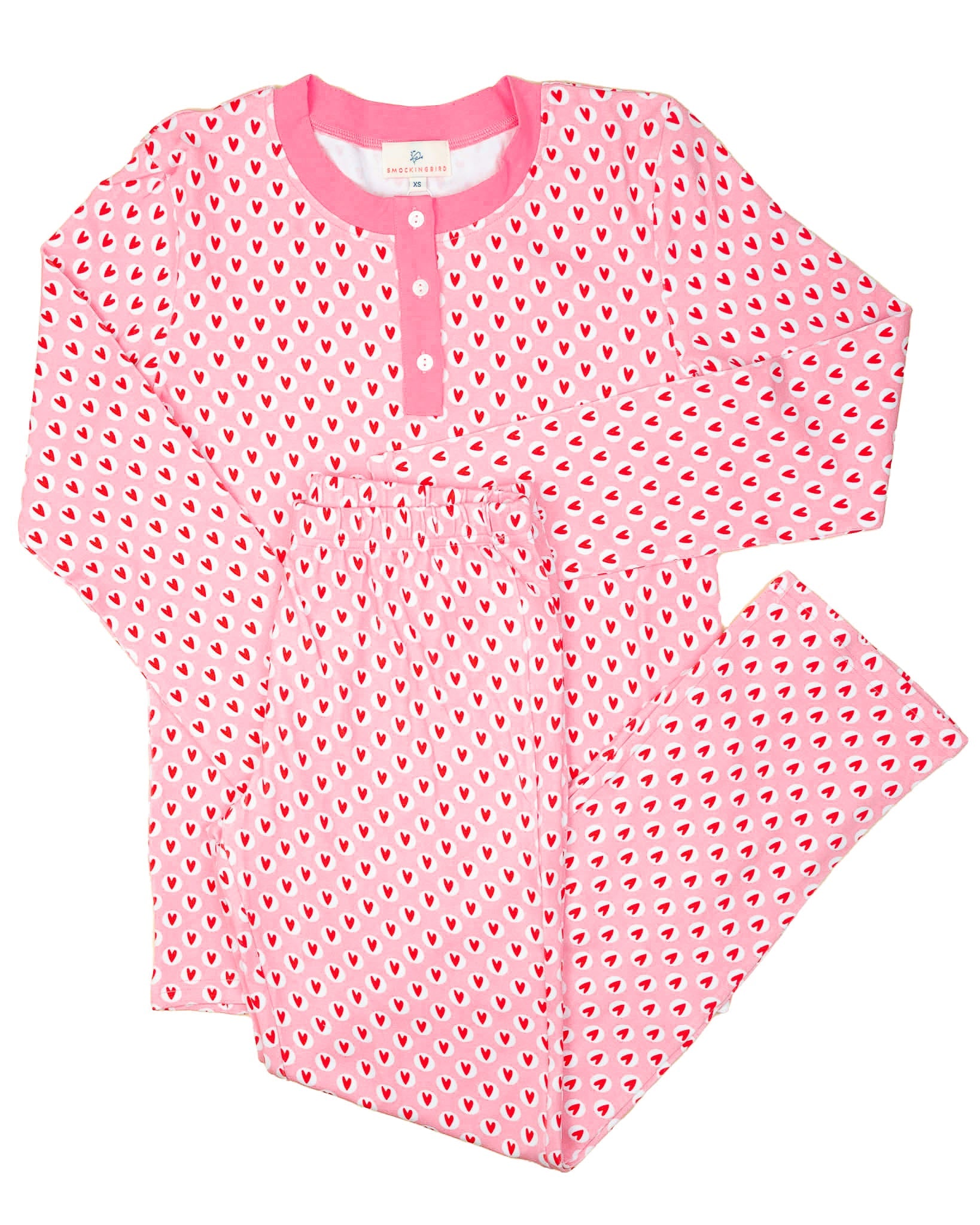 Heart Print Knit Ladies Pajama Set- FINAL SALE