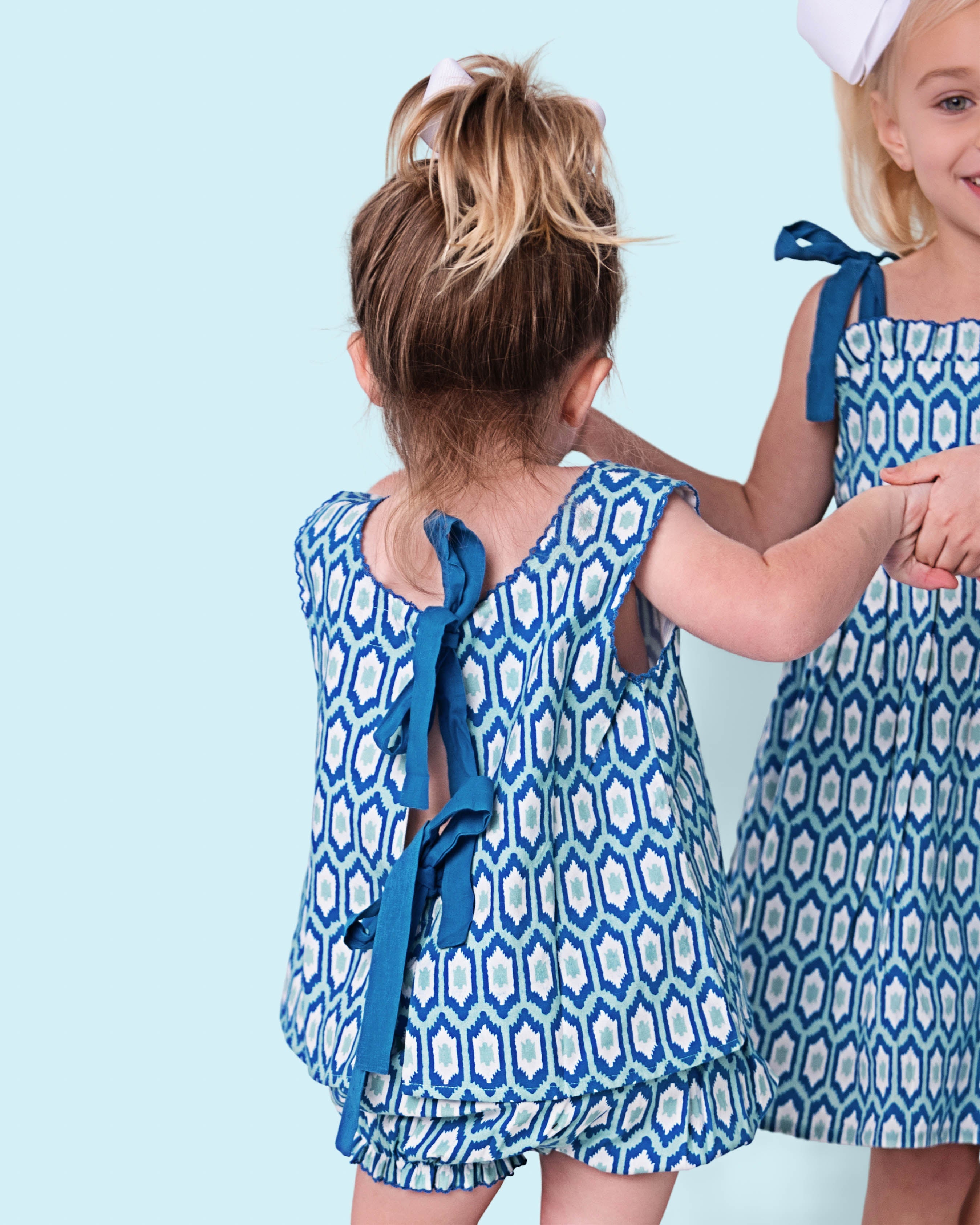 Blue Ikat Bloomer Set