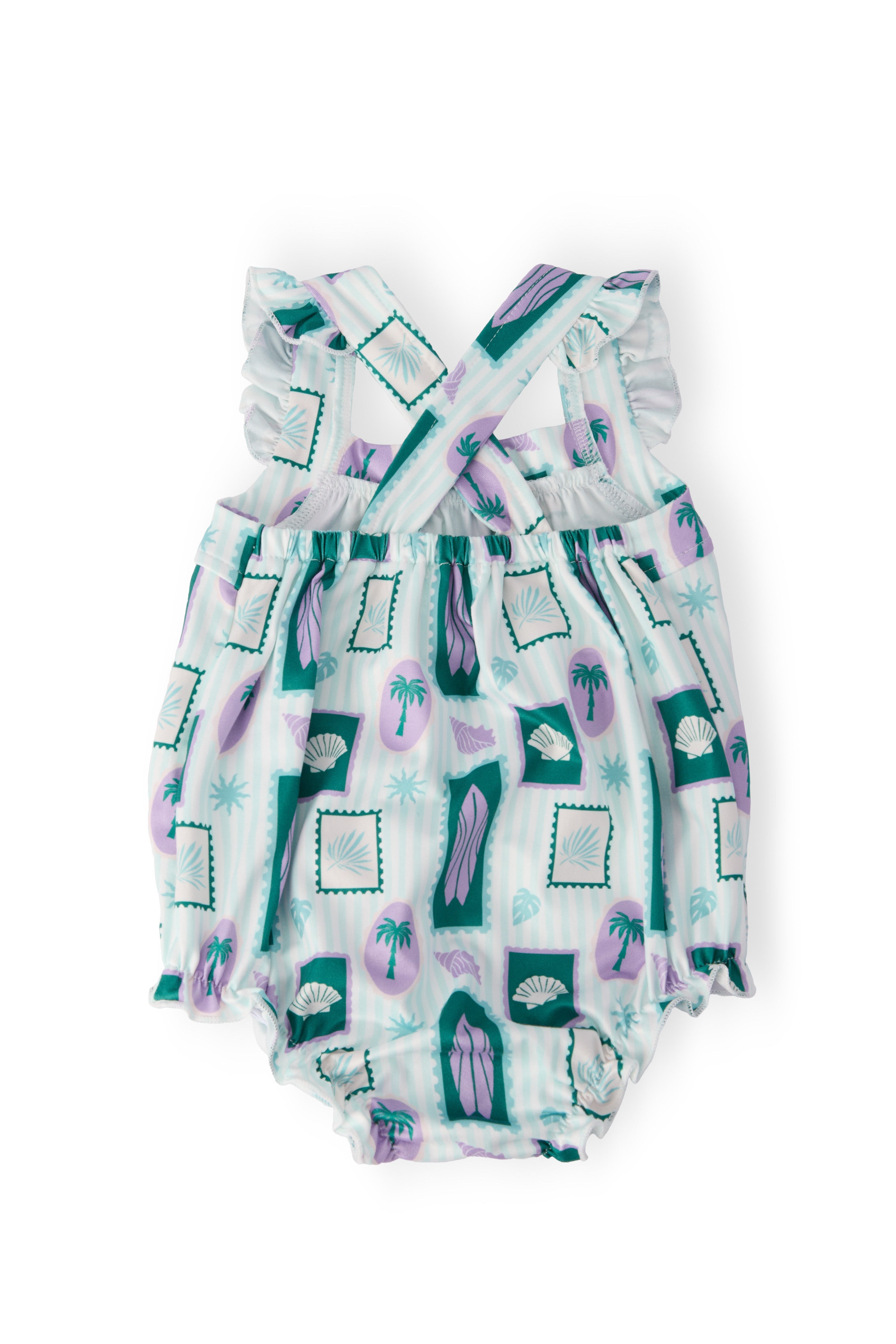 Surfer Girl Ruffle Cross Back Romper